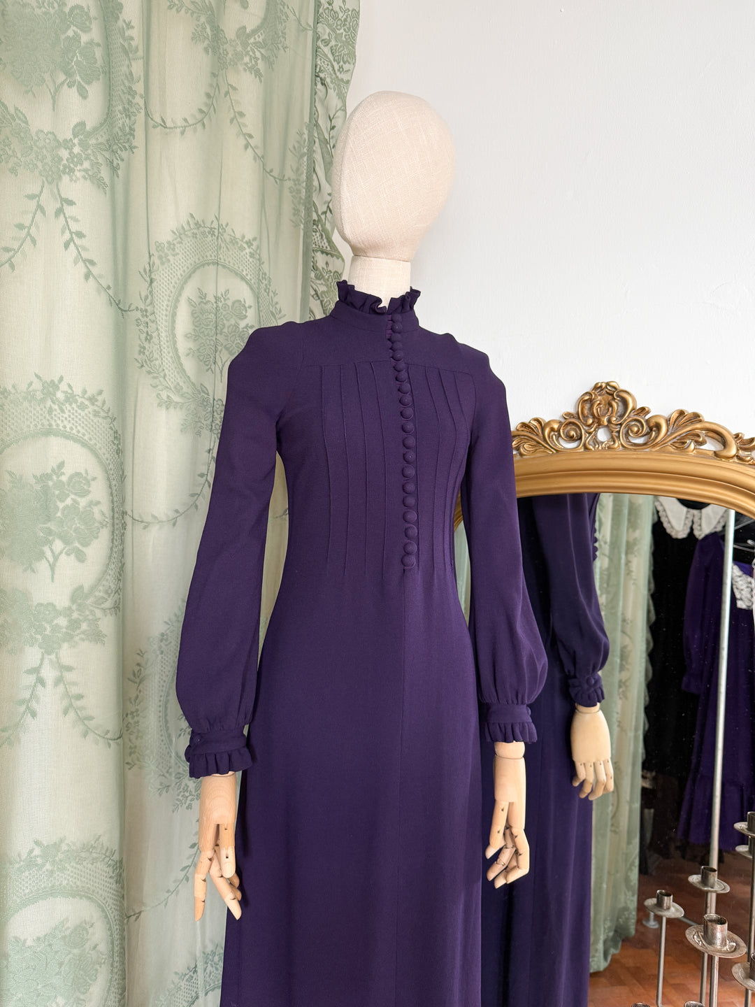 SPELL ~ DIVINE RARE LATE 1960S MISS SELFRIDGE CREPE MAXI DRESS