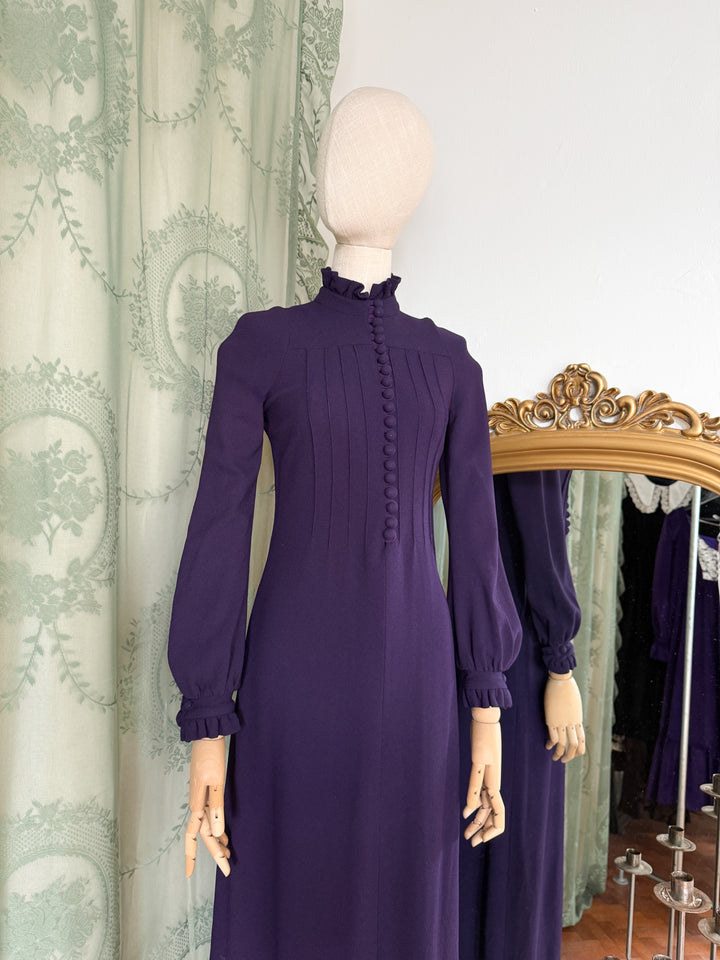 SPELL ~ DIVINE RARE LATE 1960S MISS SELFRIDGE CREPE MAXI DRESS