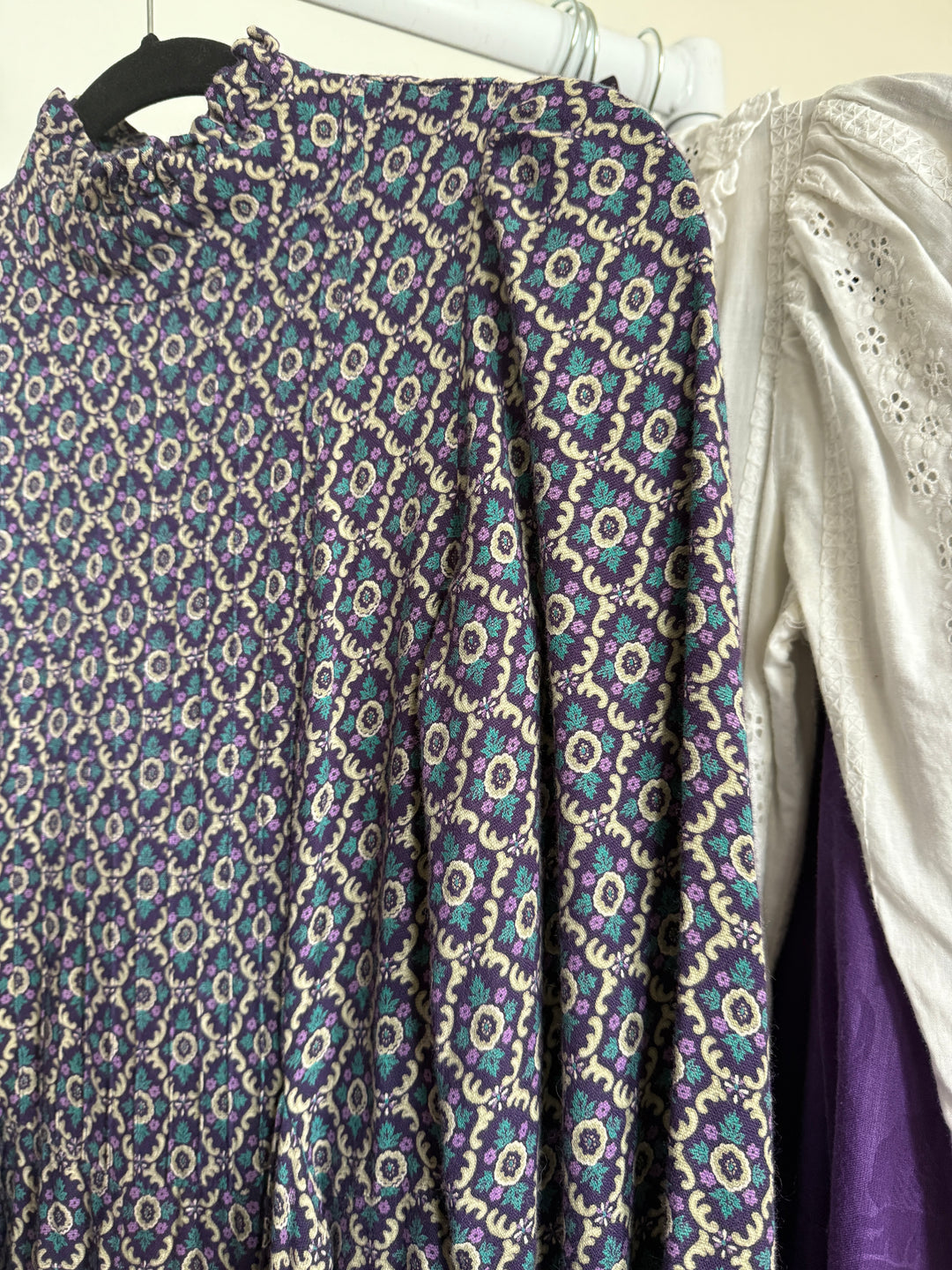 ROSALIND ~ DIVINE 1970S WOOL BLEND WITCHY FLORAL MAXI DRESS