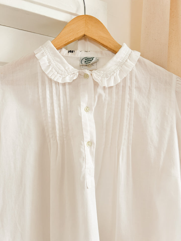 Penny white cotton 70s laura ashley blouse