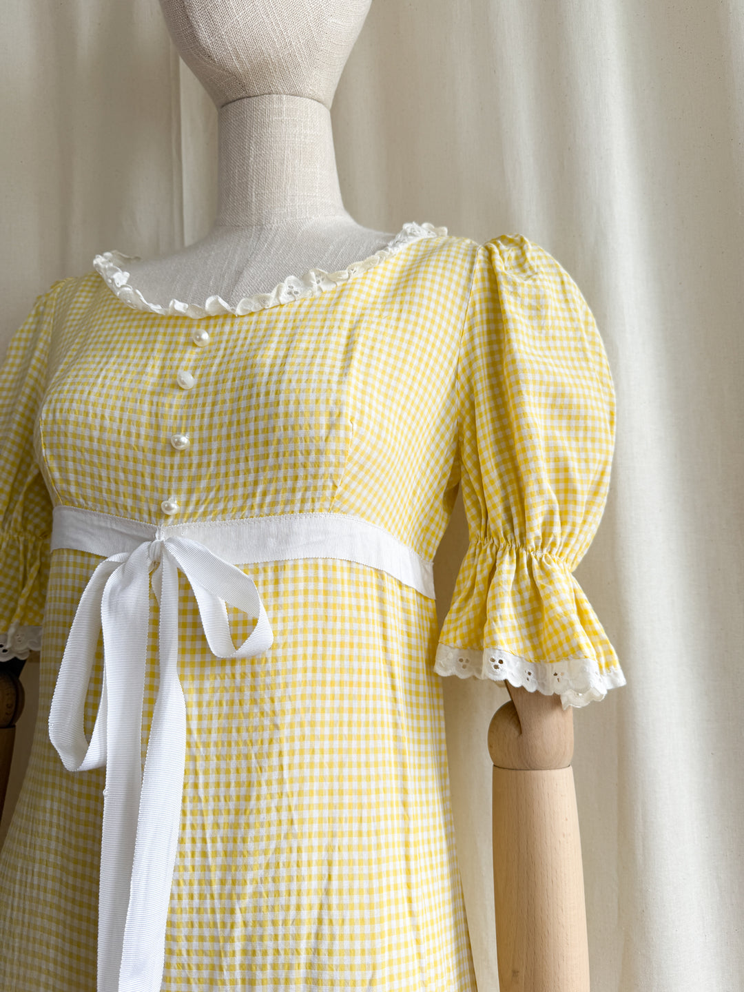 Adorable 70s Lemon Cotton Gingham Maxi Dress by Dandi Berkertex