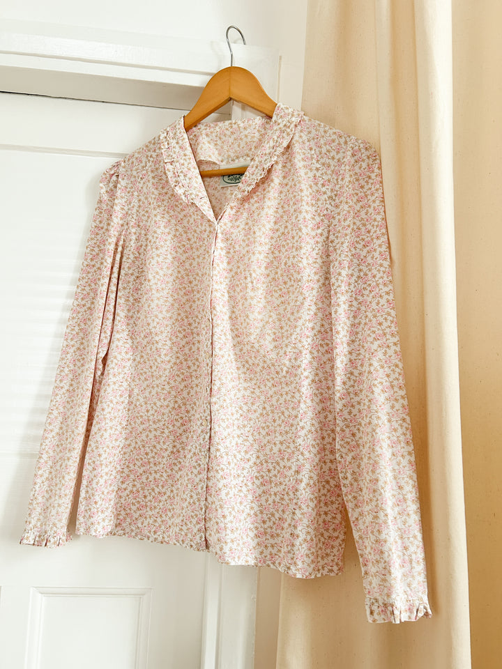 Quince floral cotton 70s laura ashley blouse