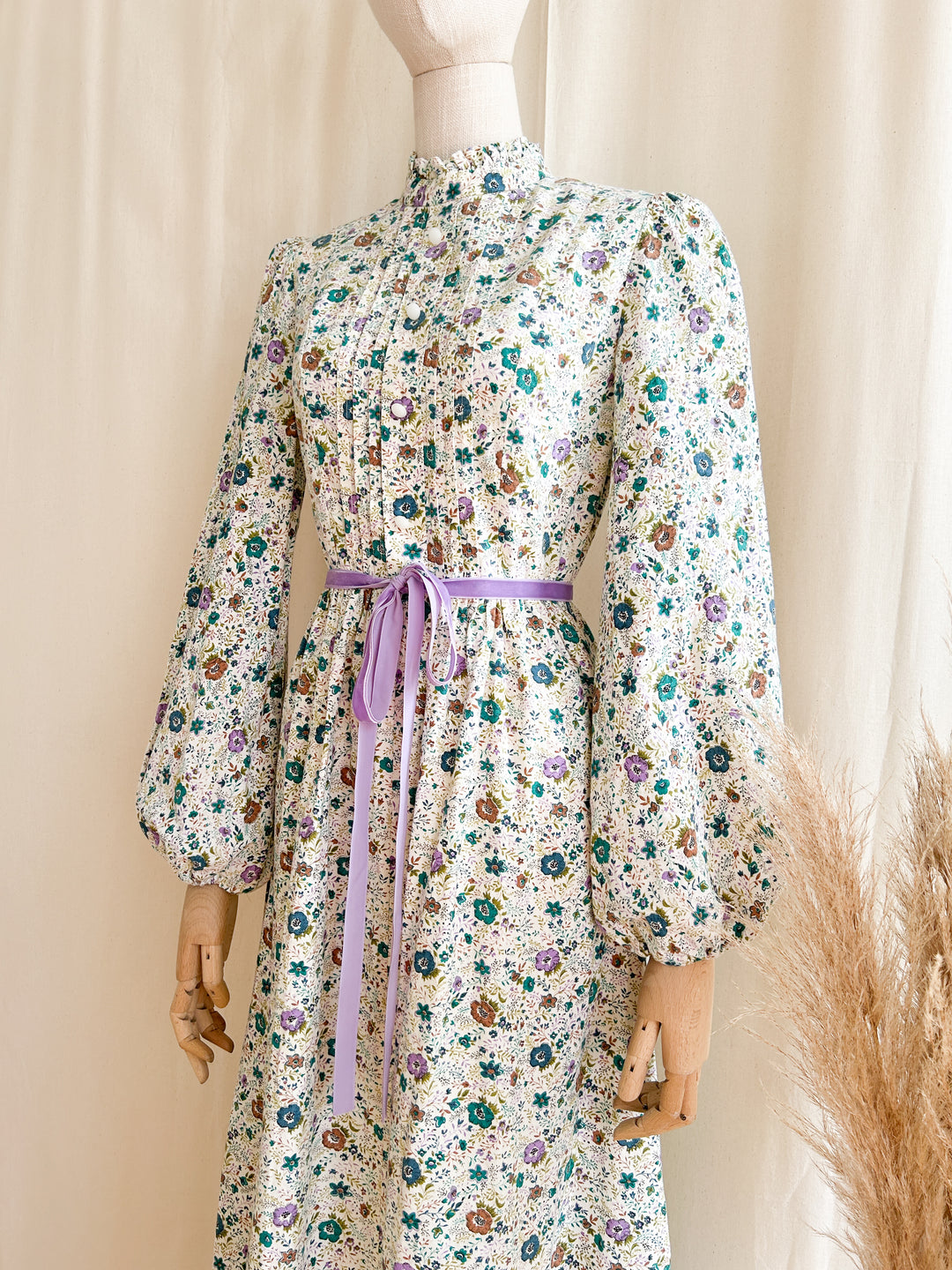 The Brook ~ stunning rare 1970s thick cotton floral prairie maxi dress