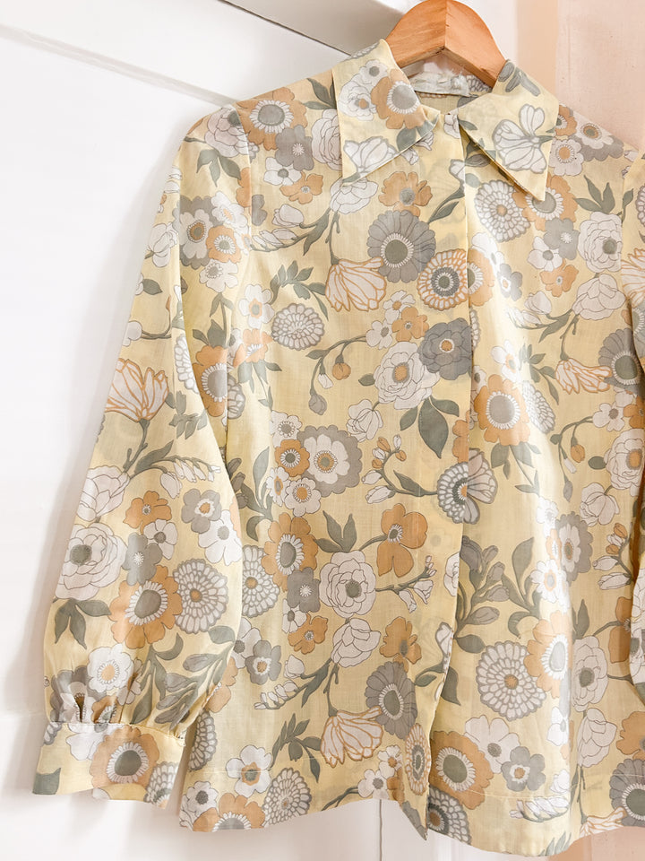 Lola lemon floral 70s dagger collar shirt