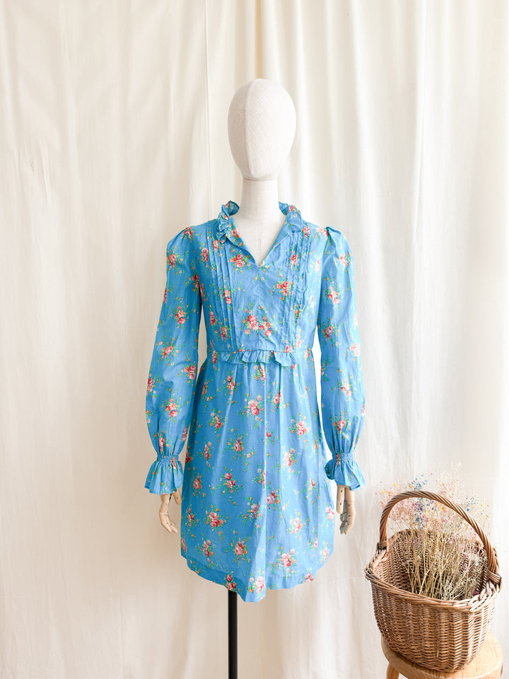 Sweet 70s Cotton Mini Dress by Peter Robinson