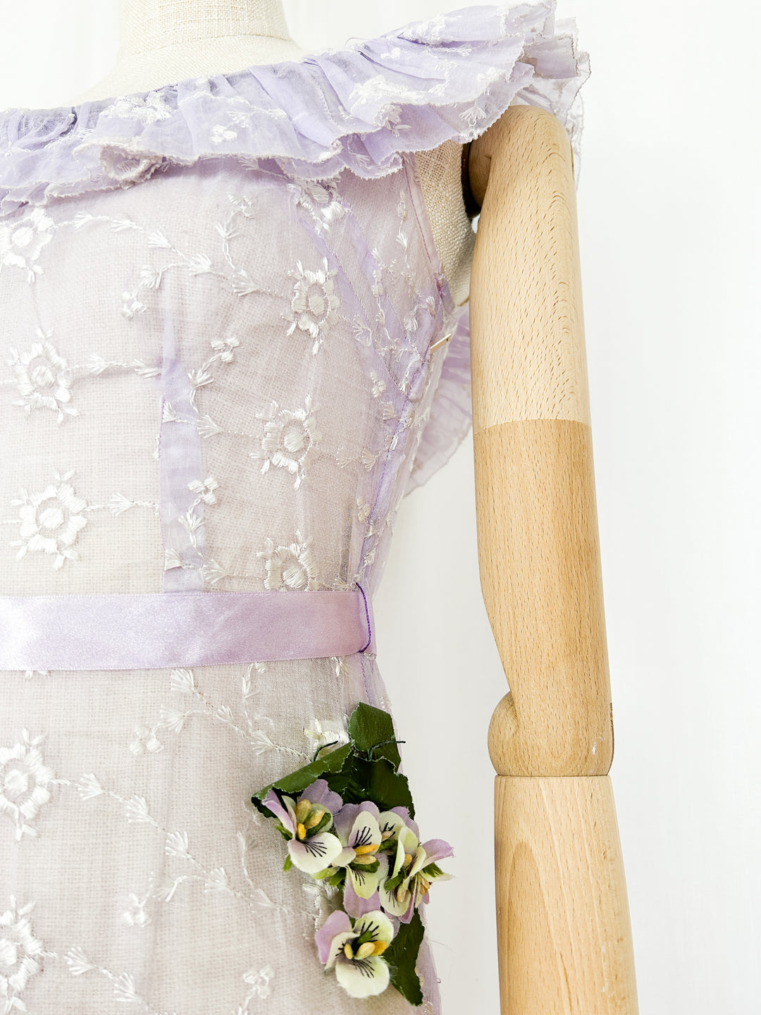 cotton organdy dress Classic 1950's Embroidered Cotton Organdy Ballet Length Wedding Dress Xtabay Vintage
