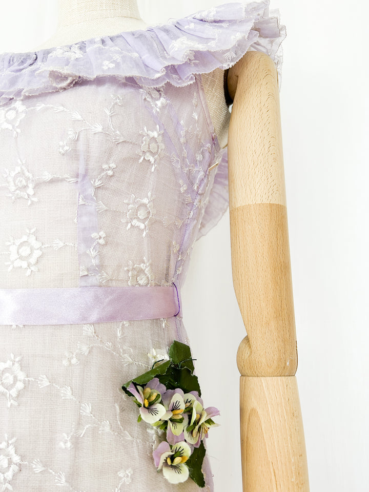 The Lilac ~ stunning 1930s cotton organdy dress