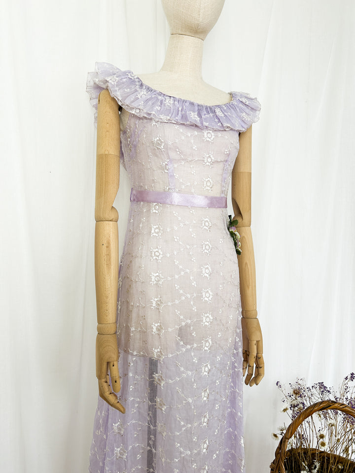 The Lilac ~ stunning 1930s cotton organdy dress