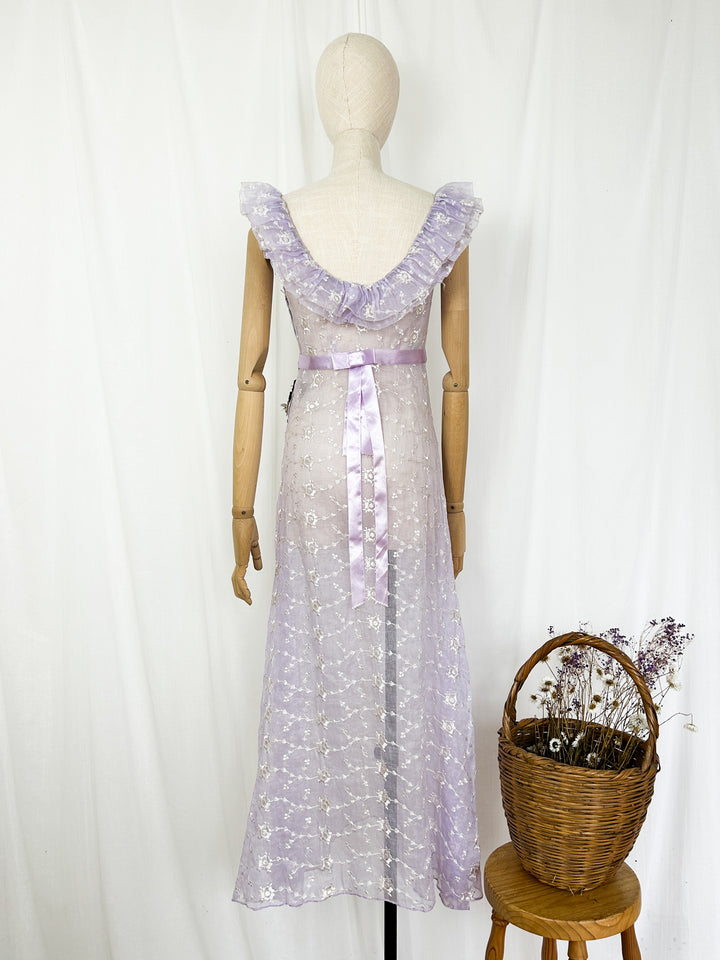 The Lilac ~ stunning 1930s cotton organdy dress