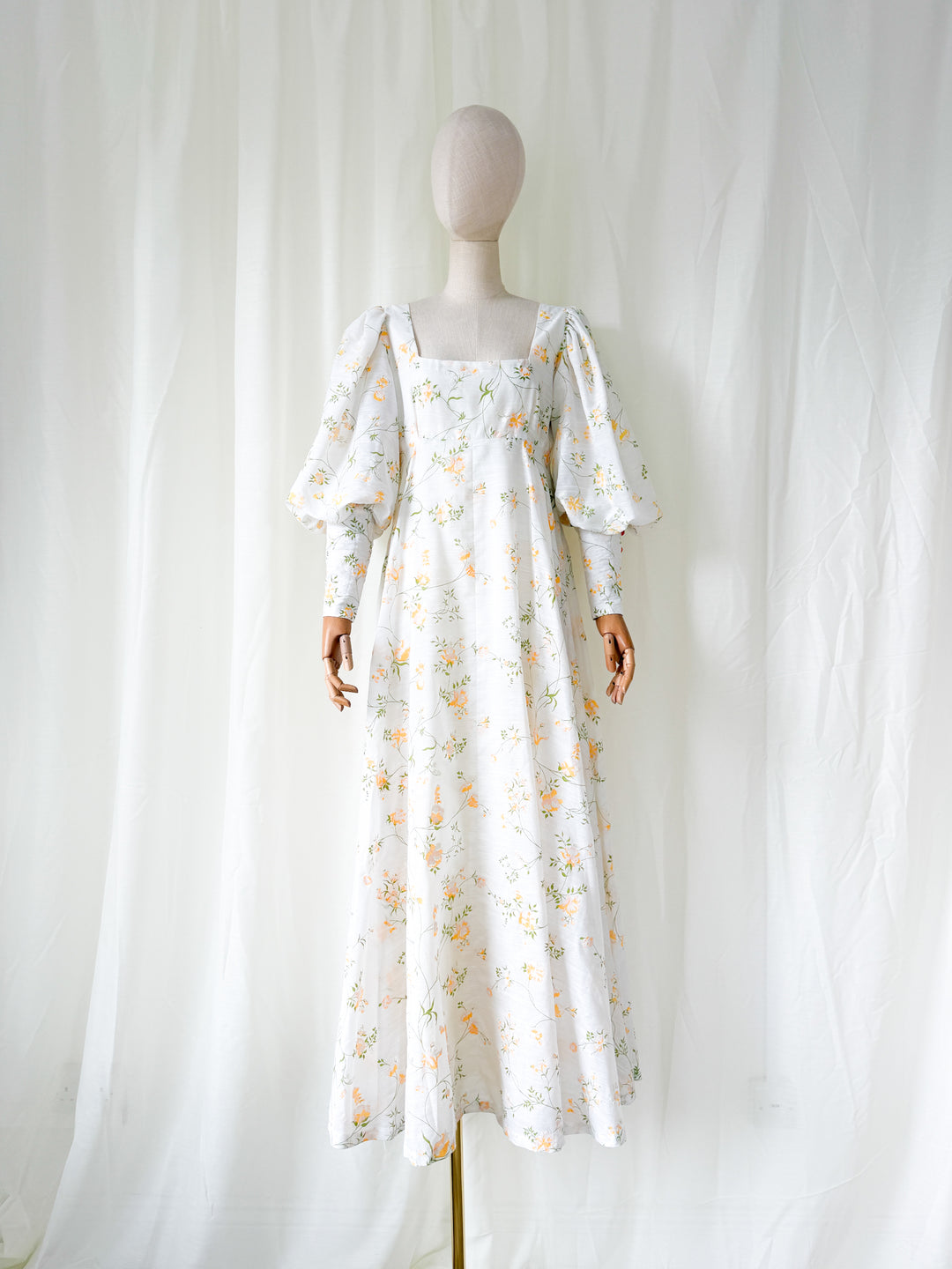 Stunning Rare 1970s Annie Gough Cotton Maxi Dress