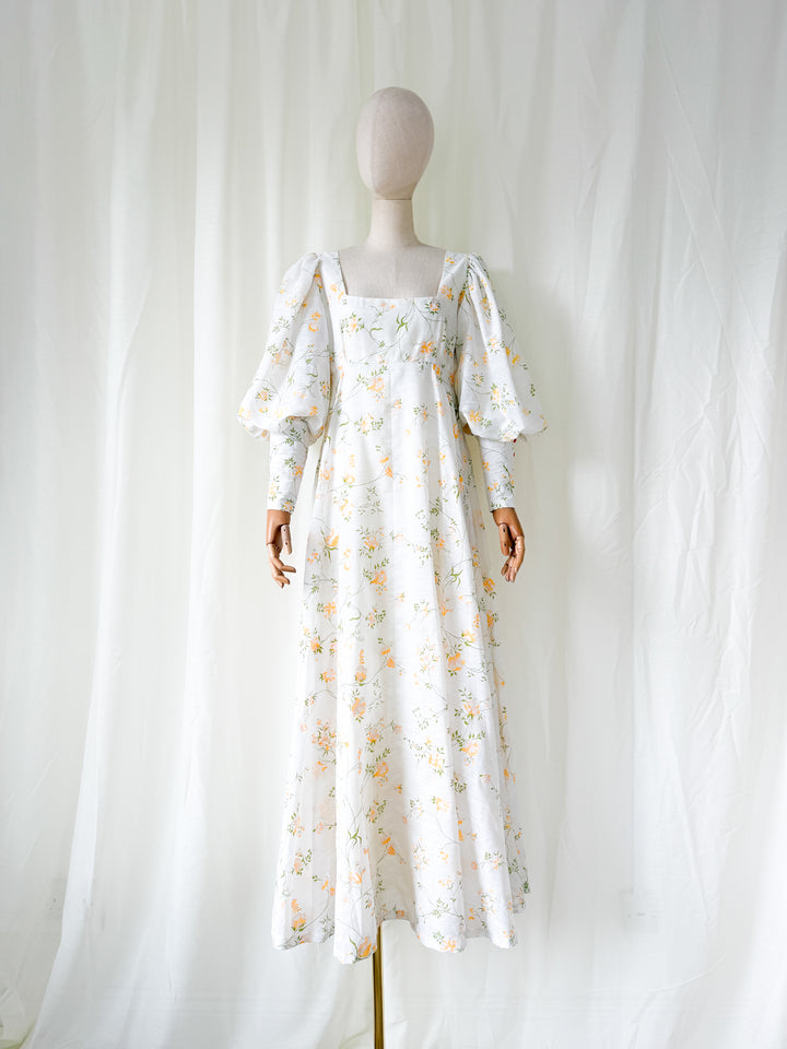 Stunning Rare 1970s Annie Gough Cotton Maxi Dress
