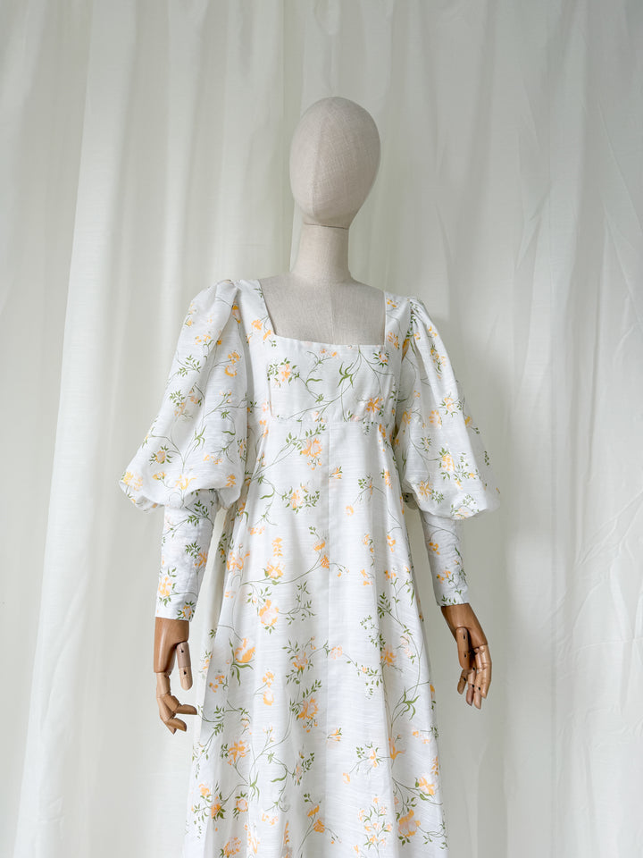 Stunning Rare 1970s Annie Gough Cotton Maxi Dress