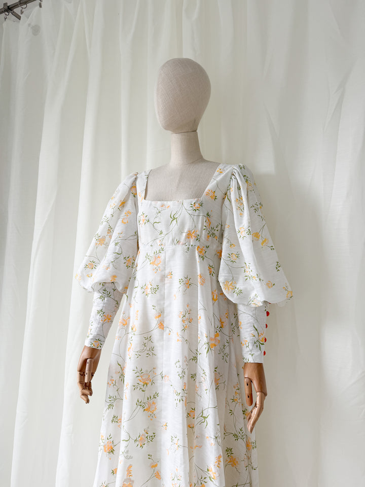 Stunning Rare 1970s Annie Gough Cotton Maxi Dress
