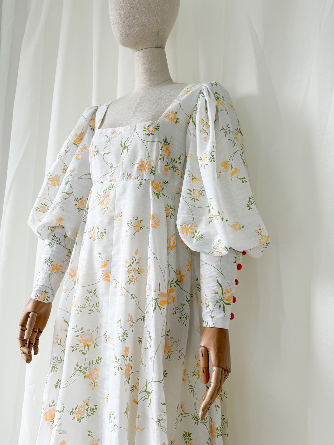 Stunning Rare 1970s Annie Gough Cotton Maxi Dress