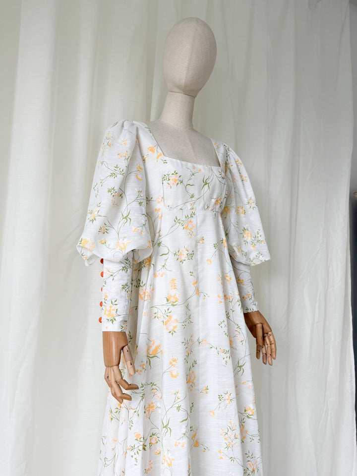 Stunning Rare 1970s Annie Gough Cotton Maxi Dress