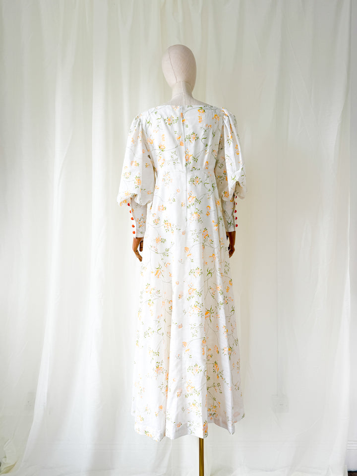 Stunning Rare 1970s Annie Gough Cotton Maxi Dress