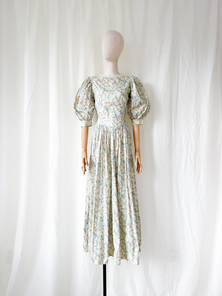Precious Rare Late 1970s Liberty Floral Cotton Maxi Dress