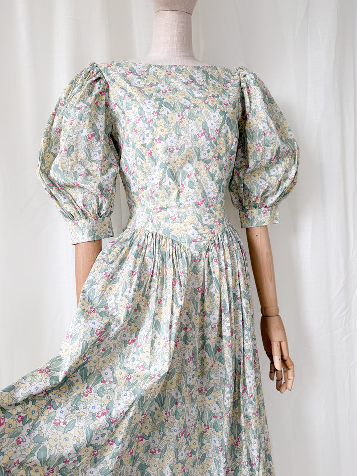 Precious Rare Late 1970s Liberty Floral Cotton Maxi Dress
