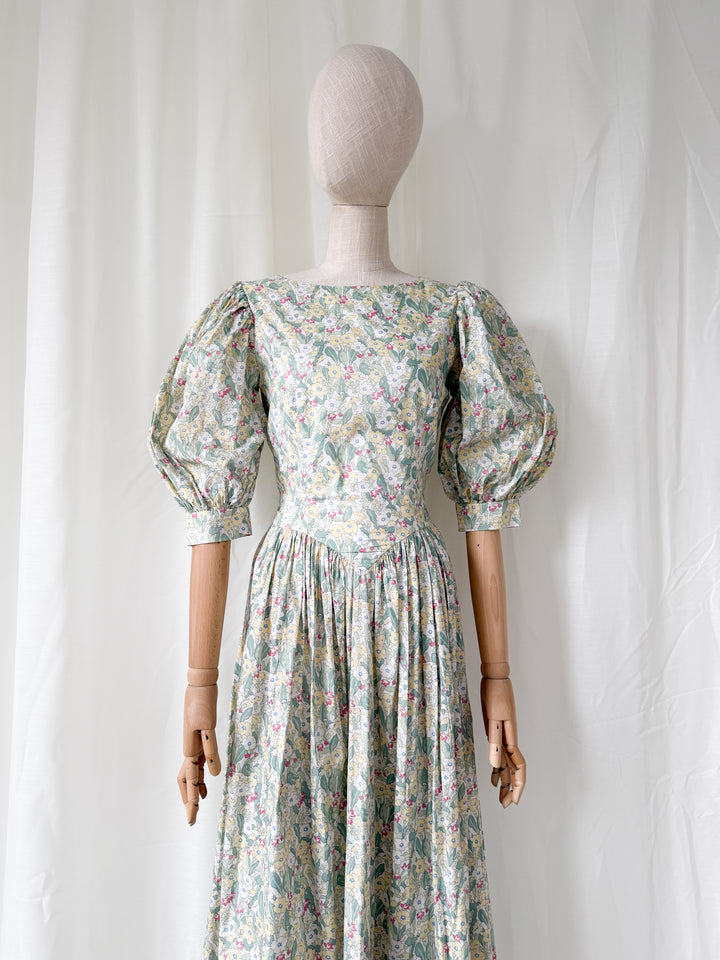 Precious Rare Late 1970s Liberty Floral Cotton Maxi Dress