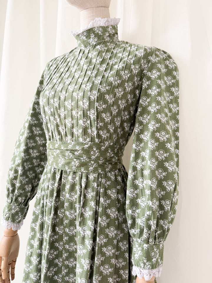 Beautiful Rare Precious Laura Ashley Made in Wales 1970s Cotton Maxi Dress