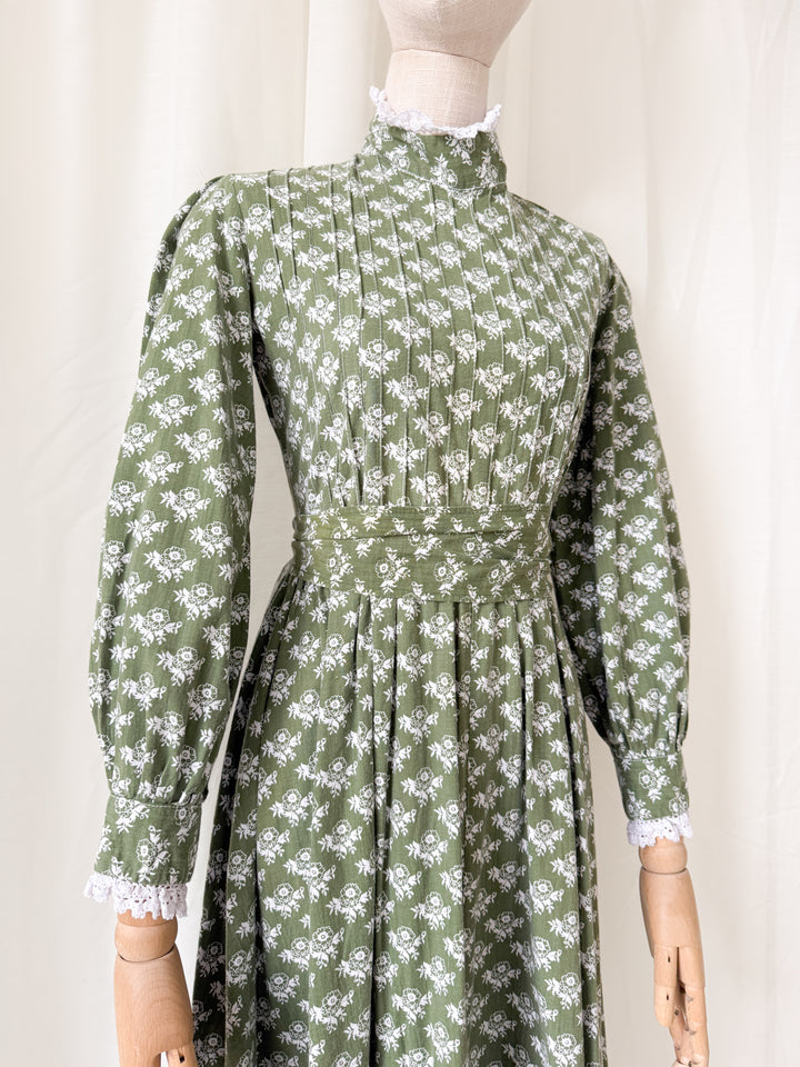 Beautiful Rare Precious Laura Ashley Made in Wales 1970s Cotton Maxi Dress
