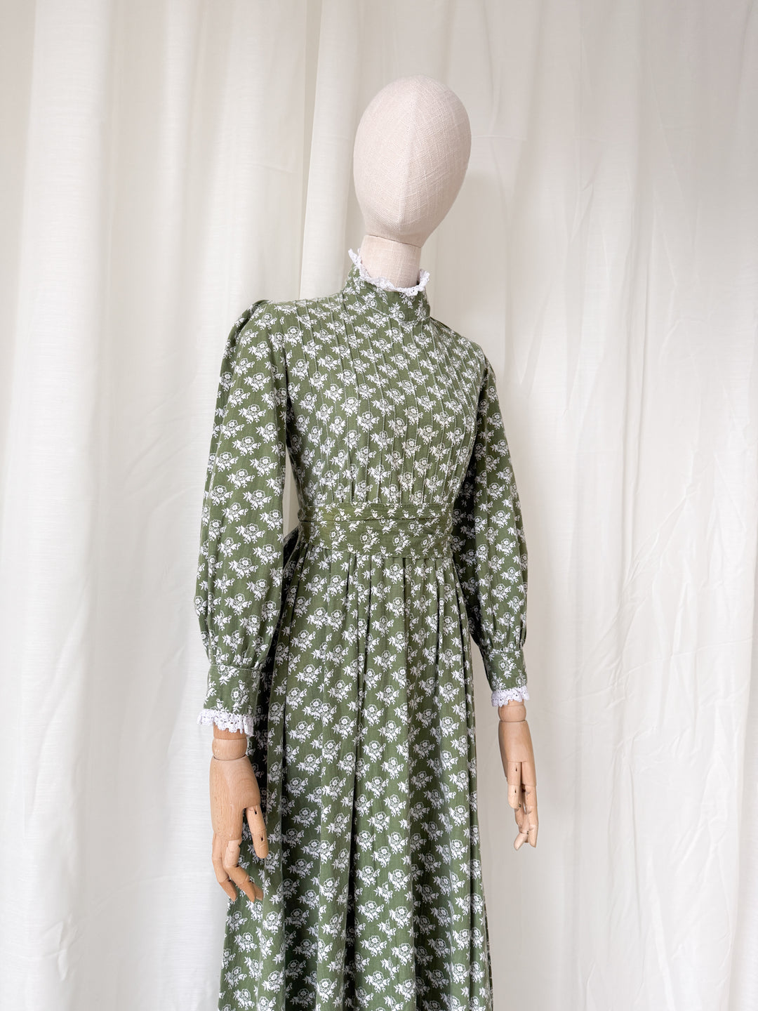 Beautiful Rare Precious Laura Ashley Made in Wales 1970s Cotton Maxi Dress