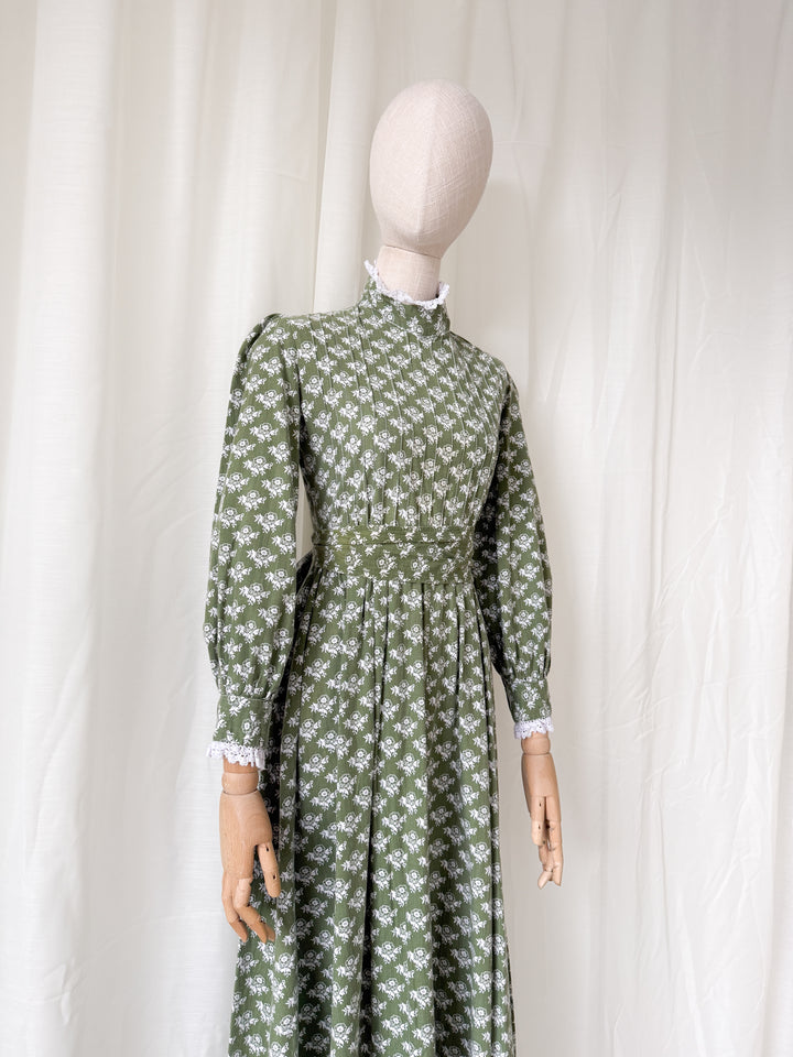 Beautiful Rare Precious Laura Ashley Made in Wales 1970s Cotton Maxi Dress