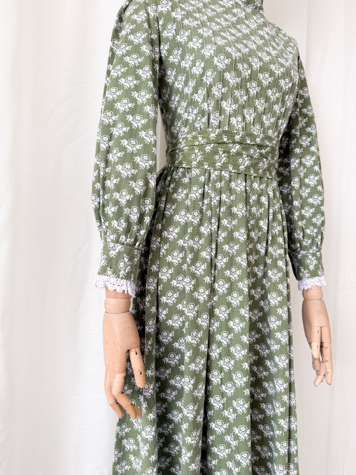Beautiful Rare Precious Laura Ashley Made in Wales 1970s Cotton Maxi Dress