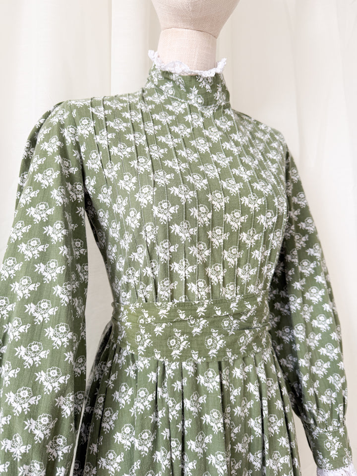 Beautiful Rare Precious Laura Ashley Made in Wales 1970s Cotton Maxi Dress