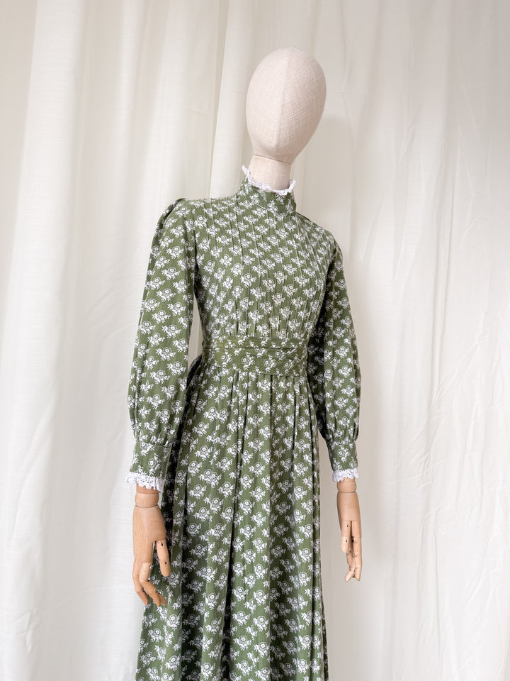 Beautiful Rare Precious Laura Ashley Made in Wales 1970s Cotton Maxi Dress