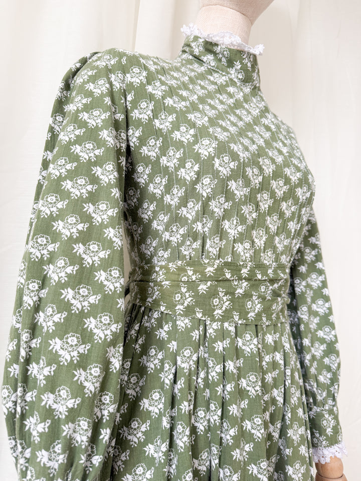 Beautiful Rare Precious Laura Ashley Made in Wales 1970s Cotton Maxi Dress
