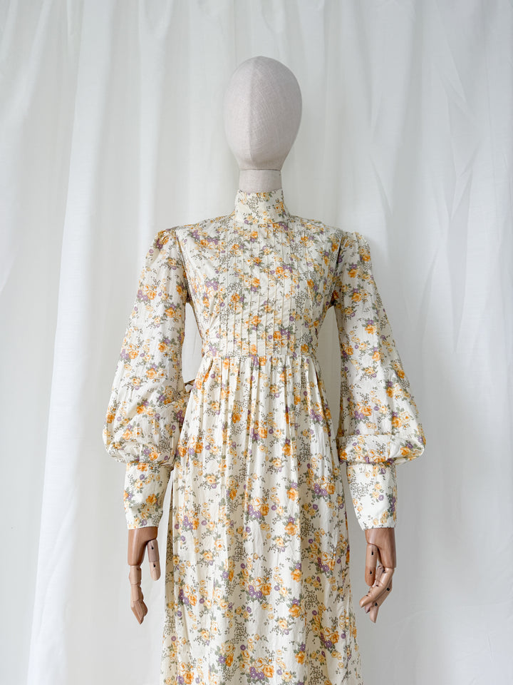 Divine Precious Rare 1970s Bluestocking Liberty Cotton Floral Maxi Dress