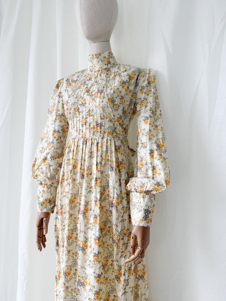 Divine Precious Rare 1970s Bluestocking Liberty Cotton Floral Maxi Dress