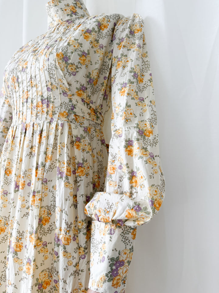 Divine Precious Rare 1970s Bluestocking Liberty Cotton Floral Maxi Dress