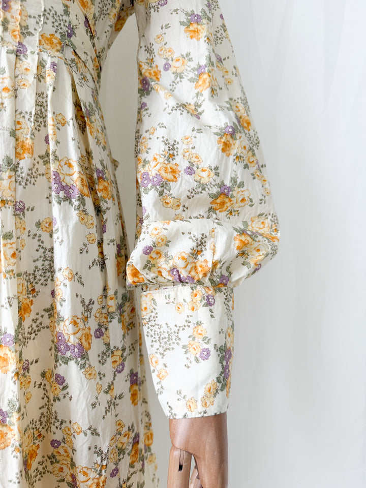 Divine Precious Rare 1970s Bluestocking Liberty Cotton Floral Maxi Dress