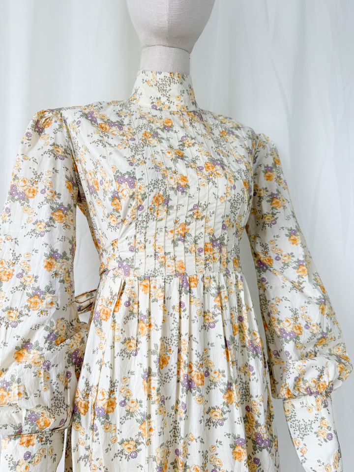 Divine Precious Rare 1970s Bluestocking Liberty Cotton Floral Maxi Dress