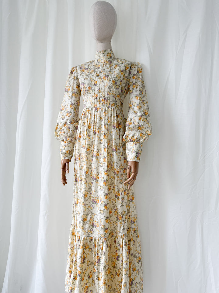 Divine Precious Rare 1970s Bluestocking Liberty Cotton Floral Maxi Dress